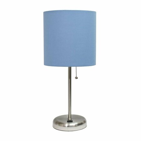 DIAMOND SPARKLE Stick Lamp with USB charging port and Fabric Shade, Blue DI2750834